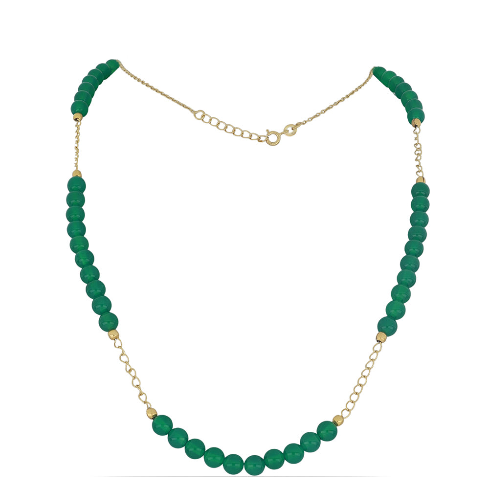 Collar de Plata Bañada en Oro con Ágata Verde