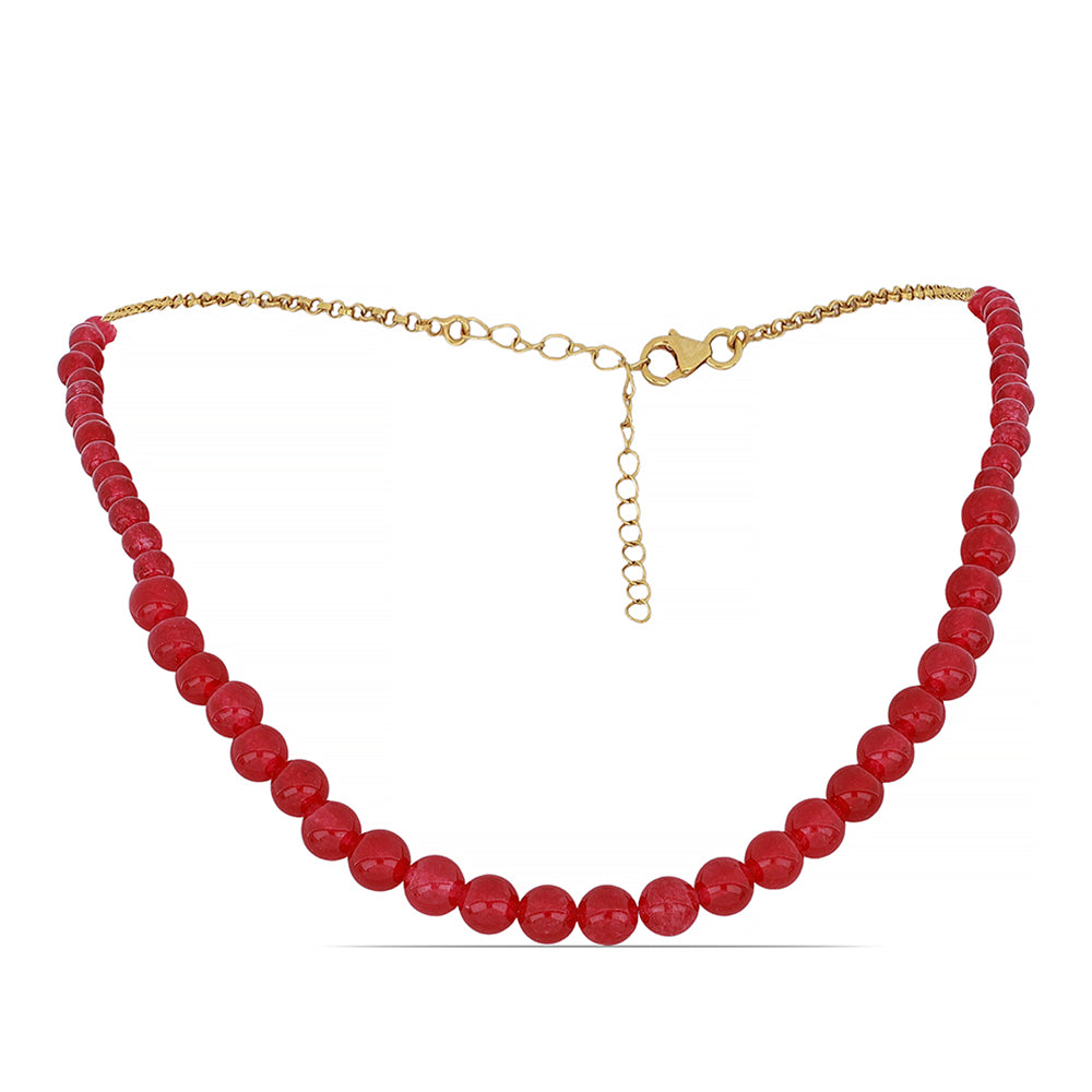 Collar de Plata Bañada en Oro con Ónix Rosado