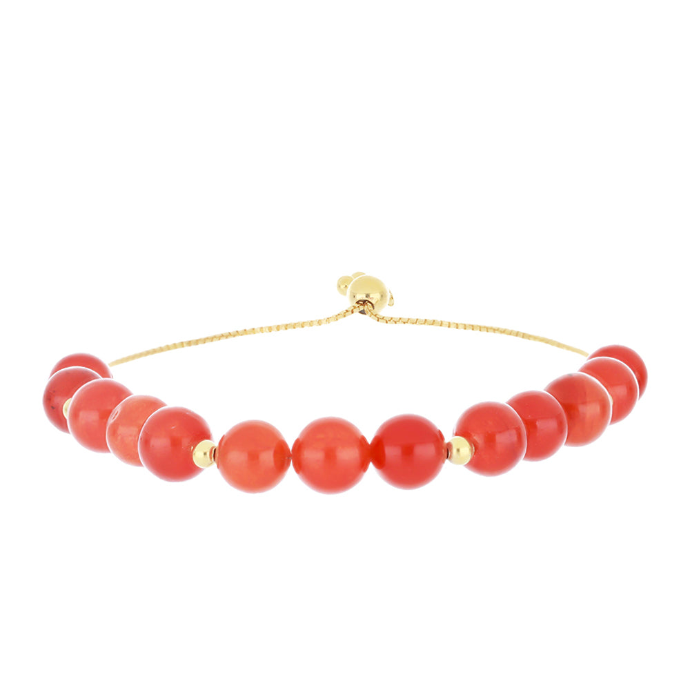 Pulsera de Plata Bañada en Oro con Ágata Roja