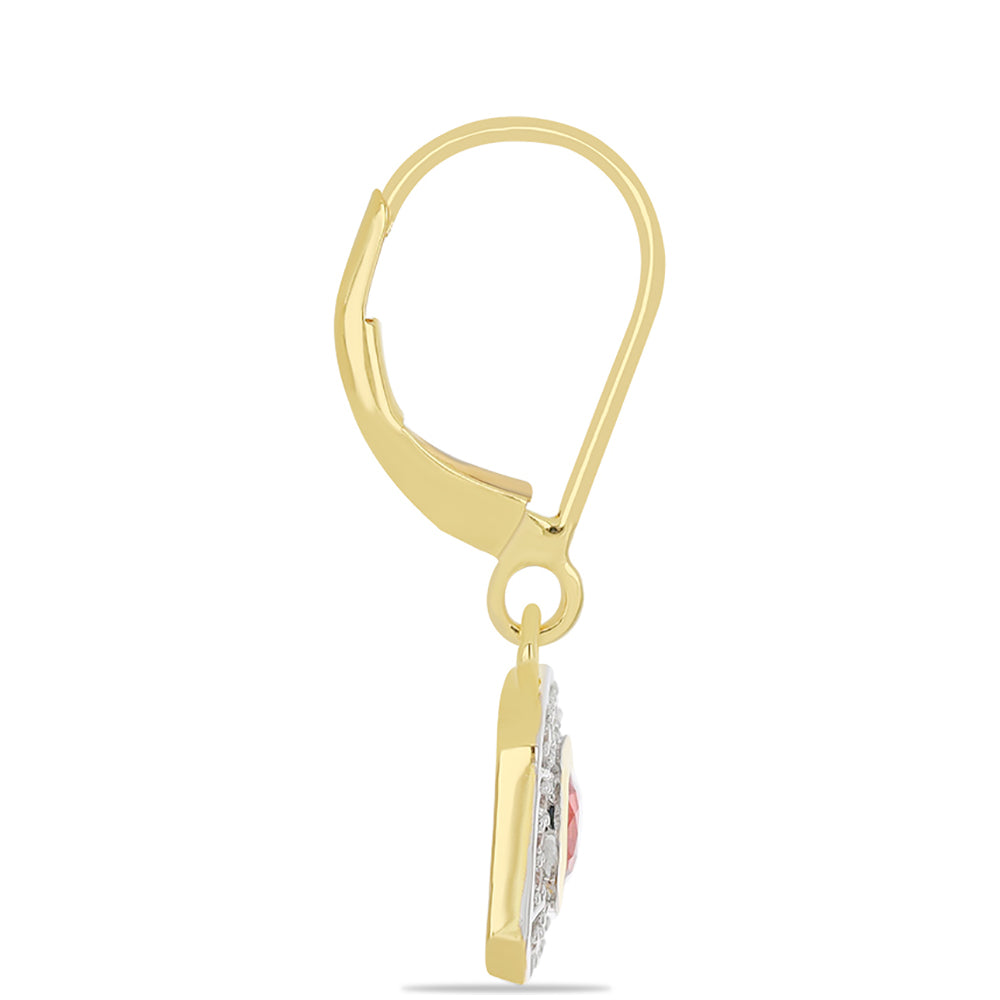 Pendientes de Oro 9K con Rosario rojo de zafiro y Zircón blanco natural