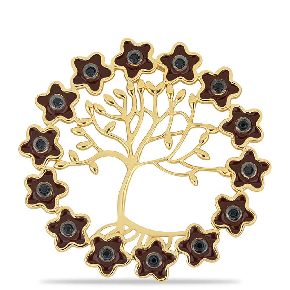 Colgante de Plata Bañada en Oro con Esmalte y Espinela Negra de Badakhsha Gorno