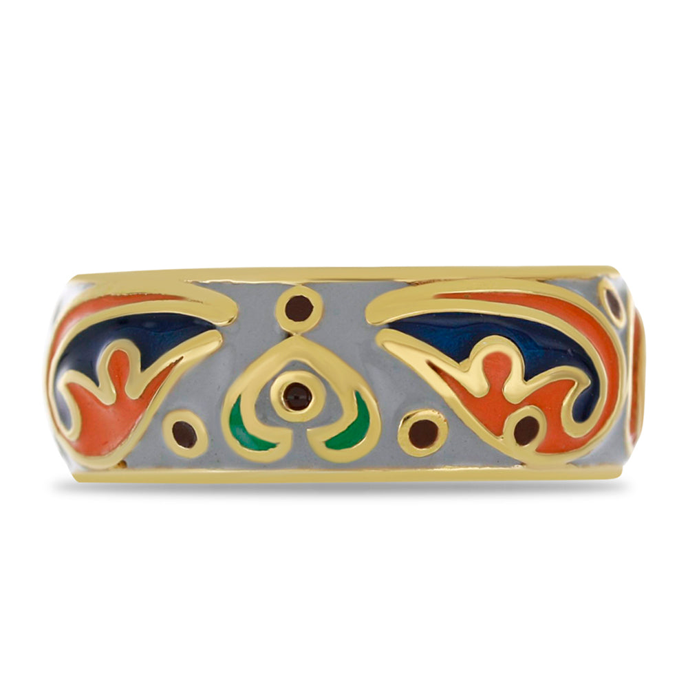 Anillo de Plata Bañada en Oro con Esmalte
