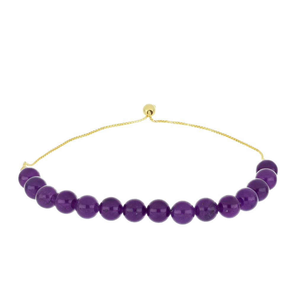 Pulsera de Plata Bañada en Oro con Ágata Púrpura