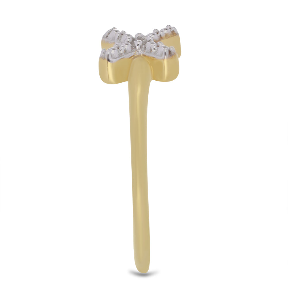 Anillo de Plata Bañada en Oro con Diamante blanco