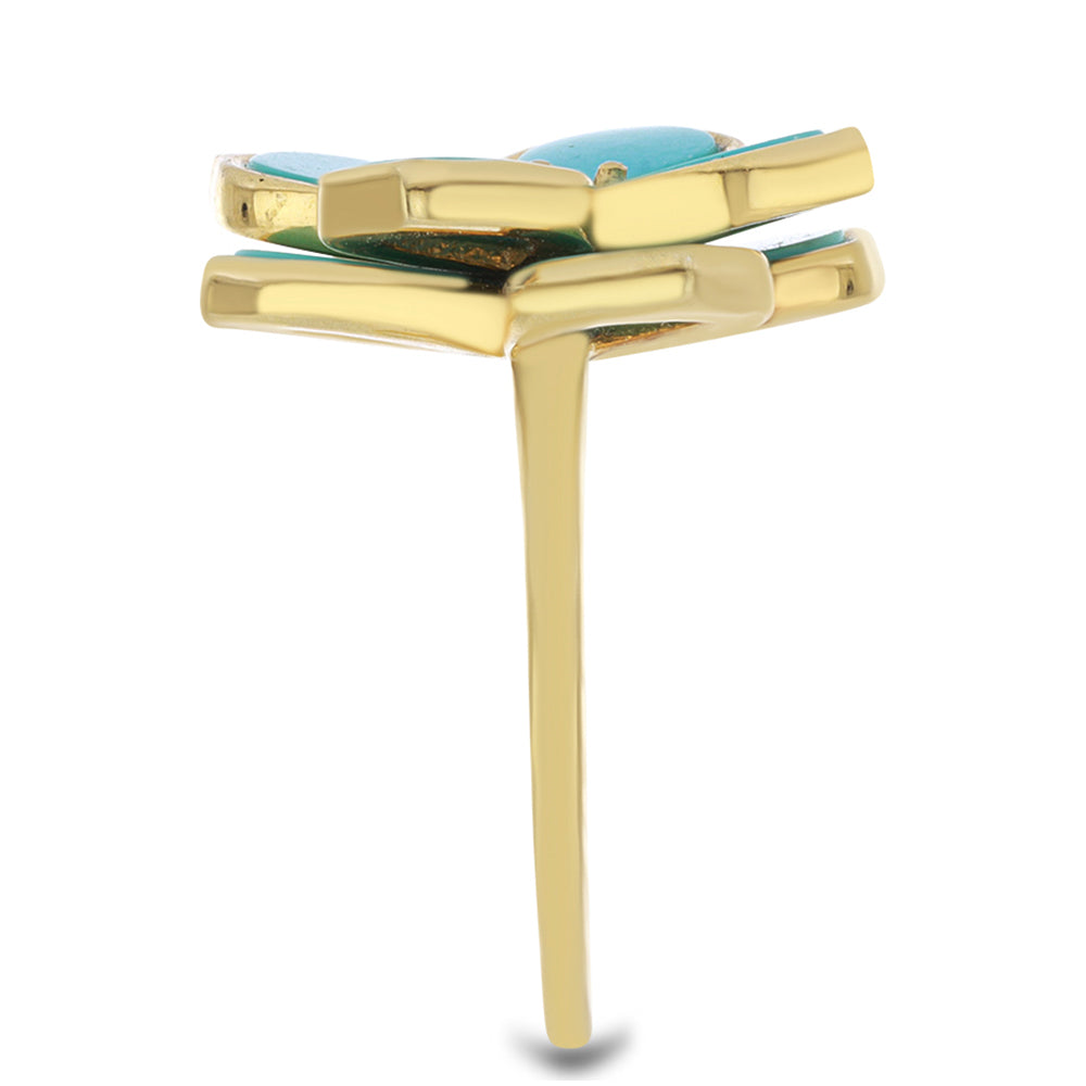 Anillo de Plata Bañada en Oro con Turquesa Bella Durmiente