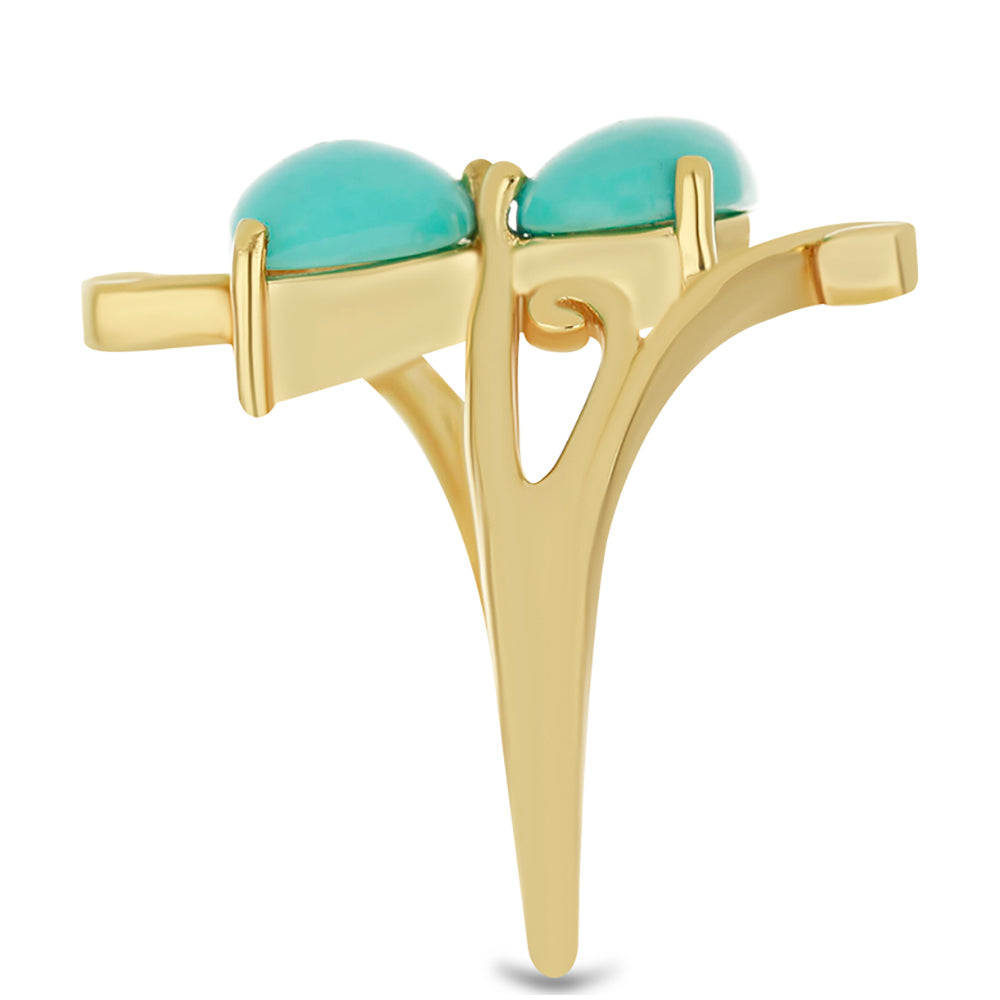 Anillo de Plata Bañada en Oro con Turquesa Bella Durmiente