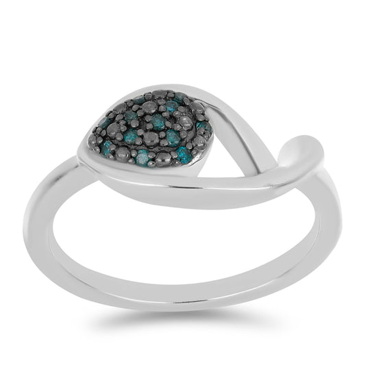 Anillo de Plata con Diamante Azul