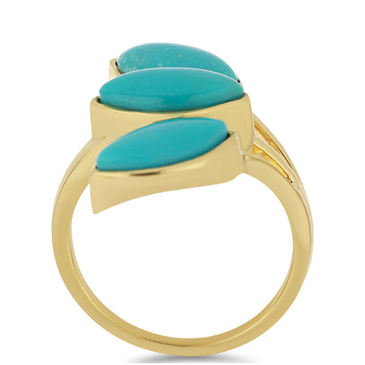 Anillo de Plata Bañada en Oro con Turquesa Bella Durmiente