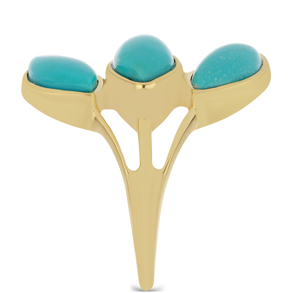 Anillo de Plata Bañada en Oro con Turquesa Bella Durmiente