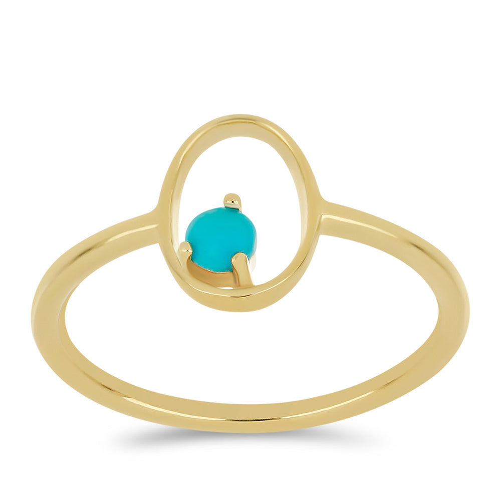 Anillo de Plata Bañada en Oro con Turquesa Bella Durmiente
