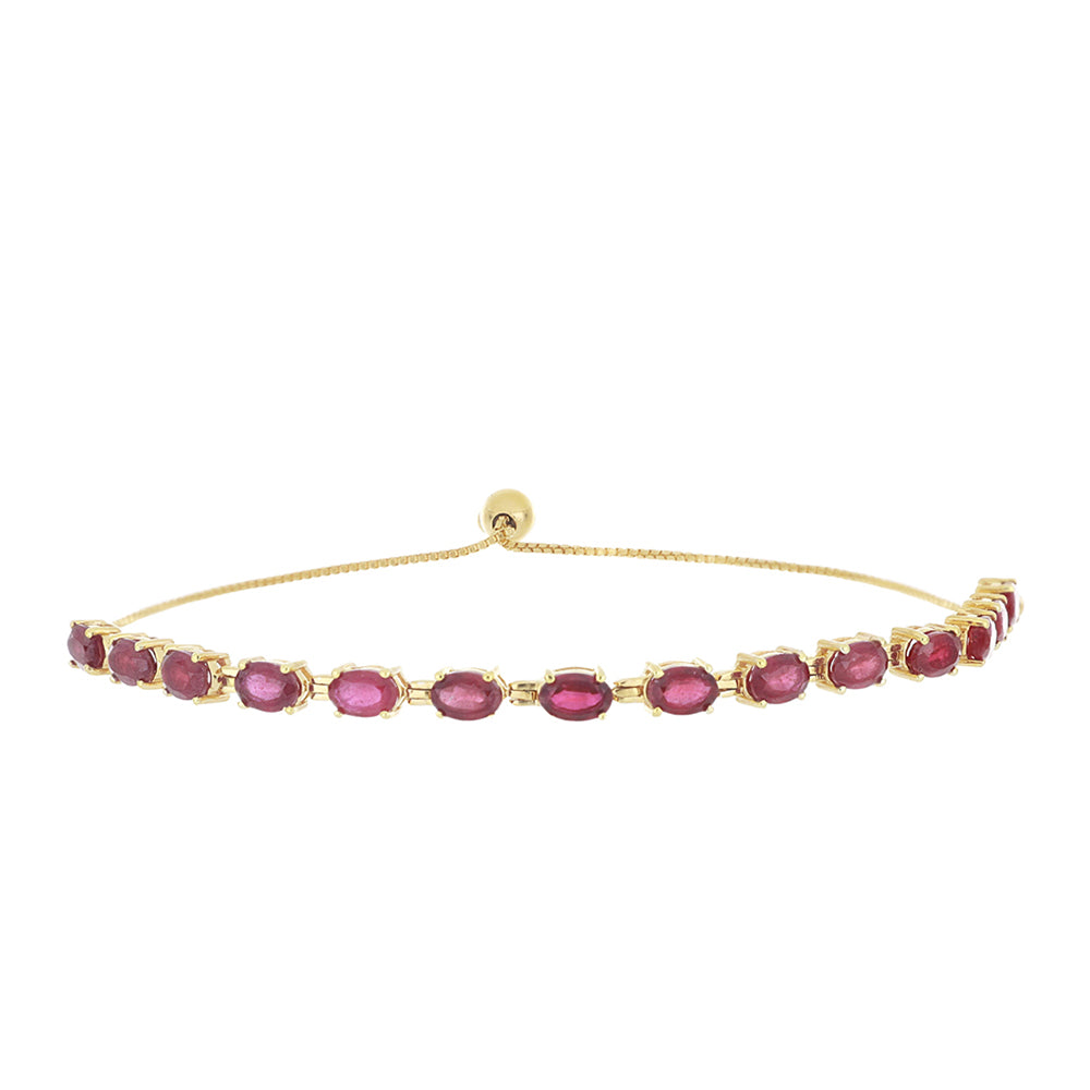 Pulsera de Plata Bañada en Oro con Rubí de Madagascar