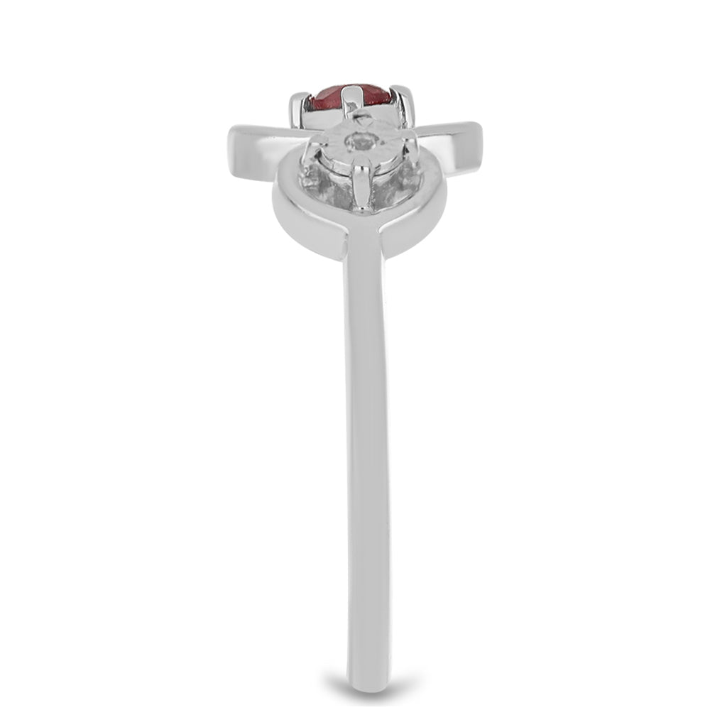 Anillo de Plata con Rubí de Madagascar y Topacio Blanco