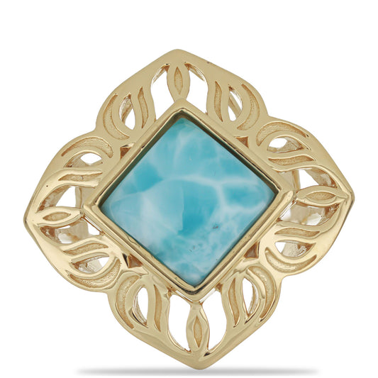 Anillo de Plata Bañada en Oro con Larimar