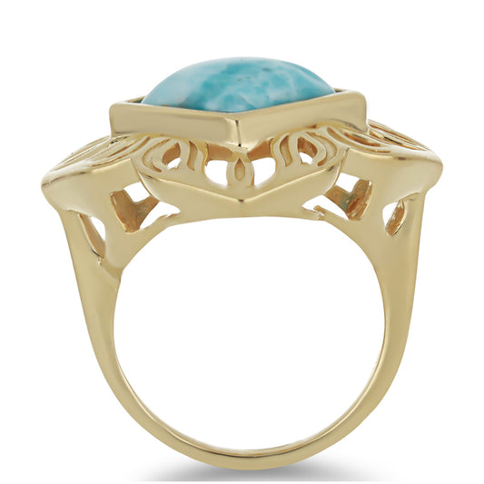 Anillo de Plata Bañada en Oro con Larimar