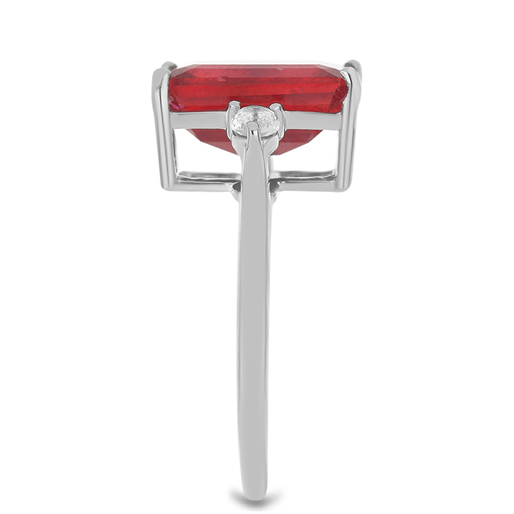 Anillo de Plata con Rubí de Madagascar y Topacio Blanco