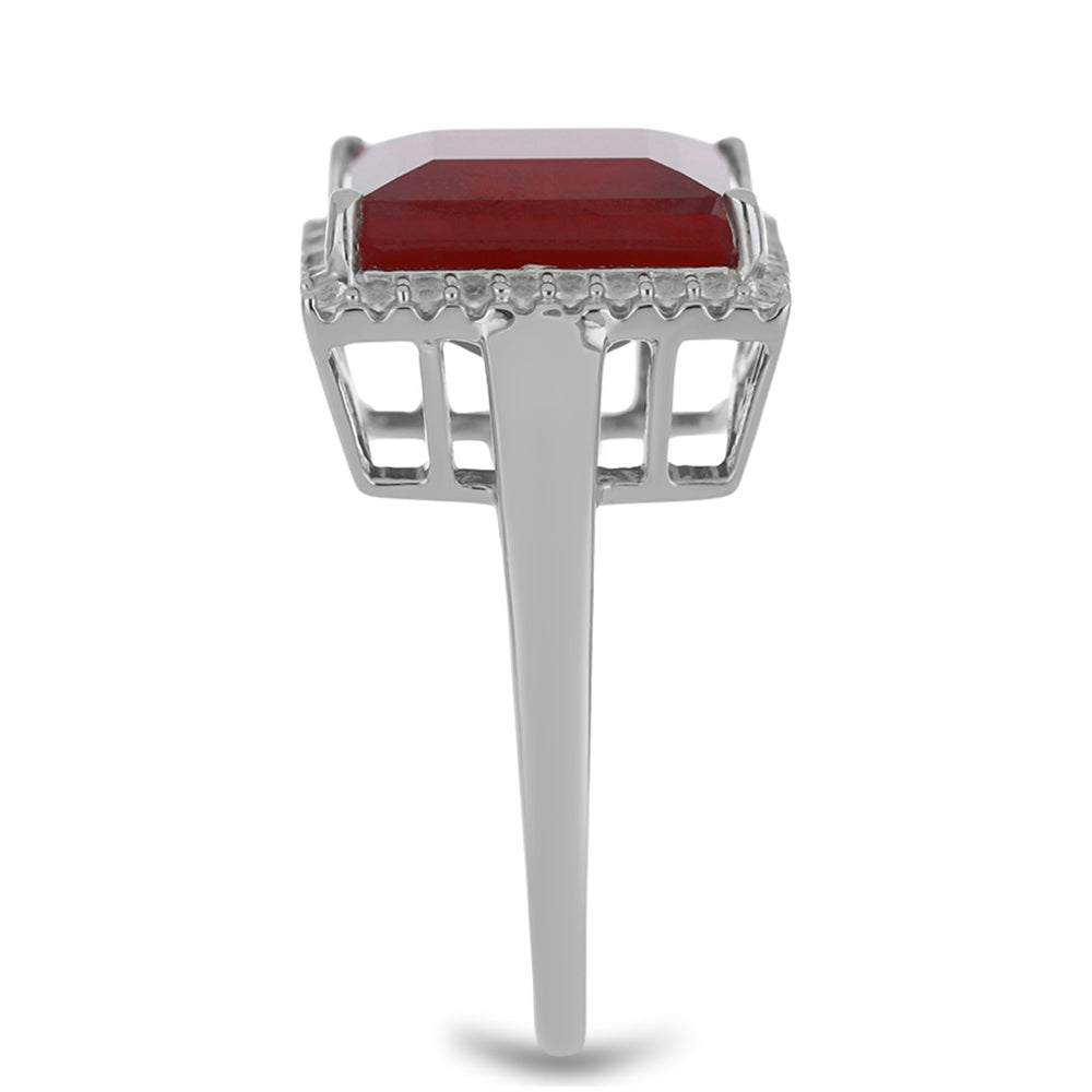 Anillo de Plata con Rubí de Madagascar y Topacio Blanco