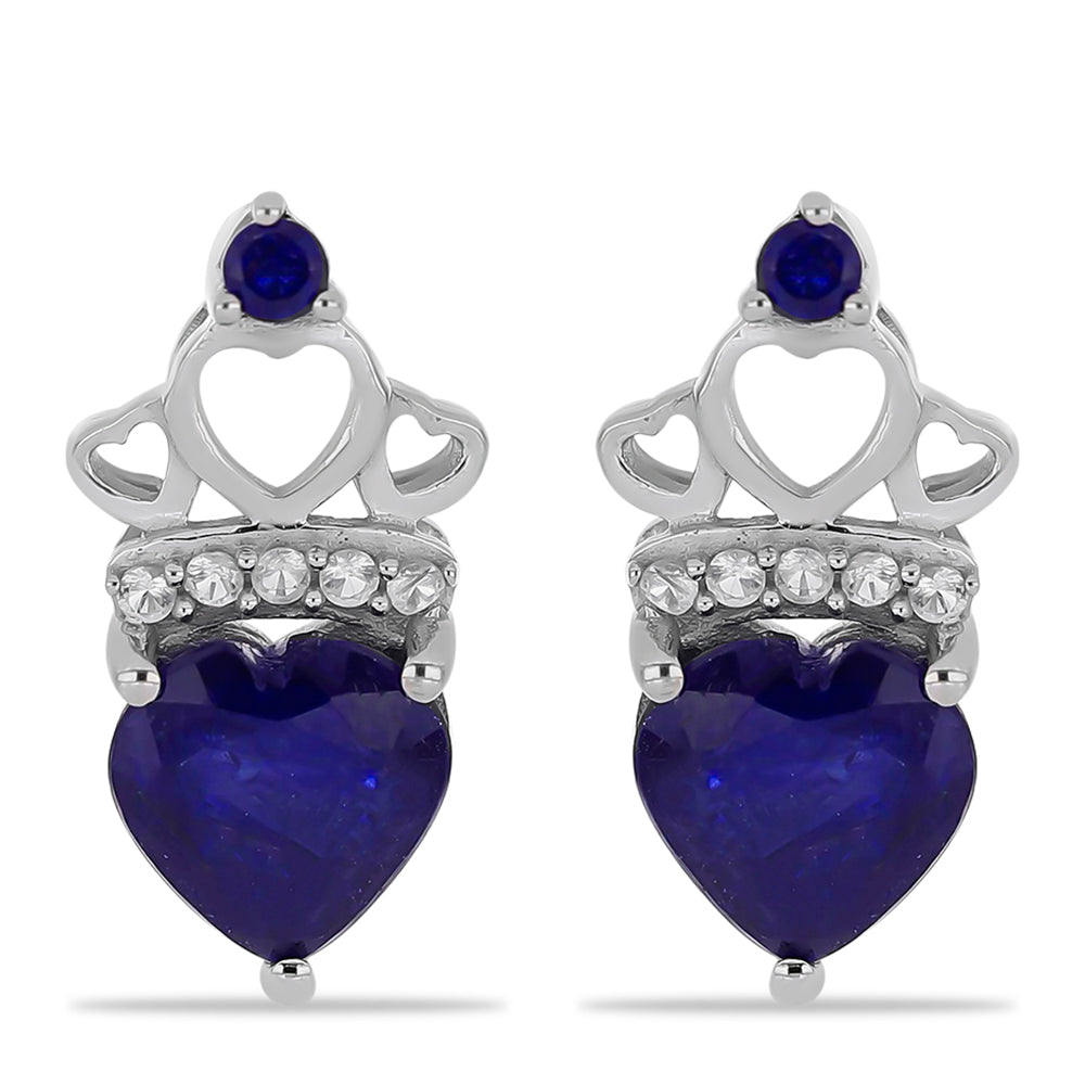 Pendientes de Plata con Zafiro Azul Australiano y Topacio Blanco