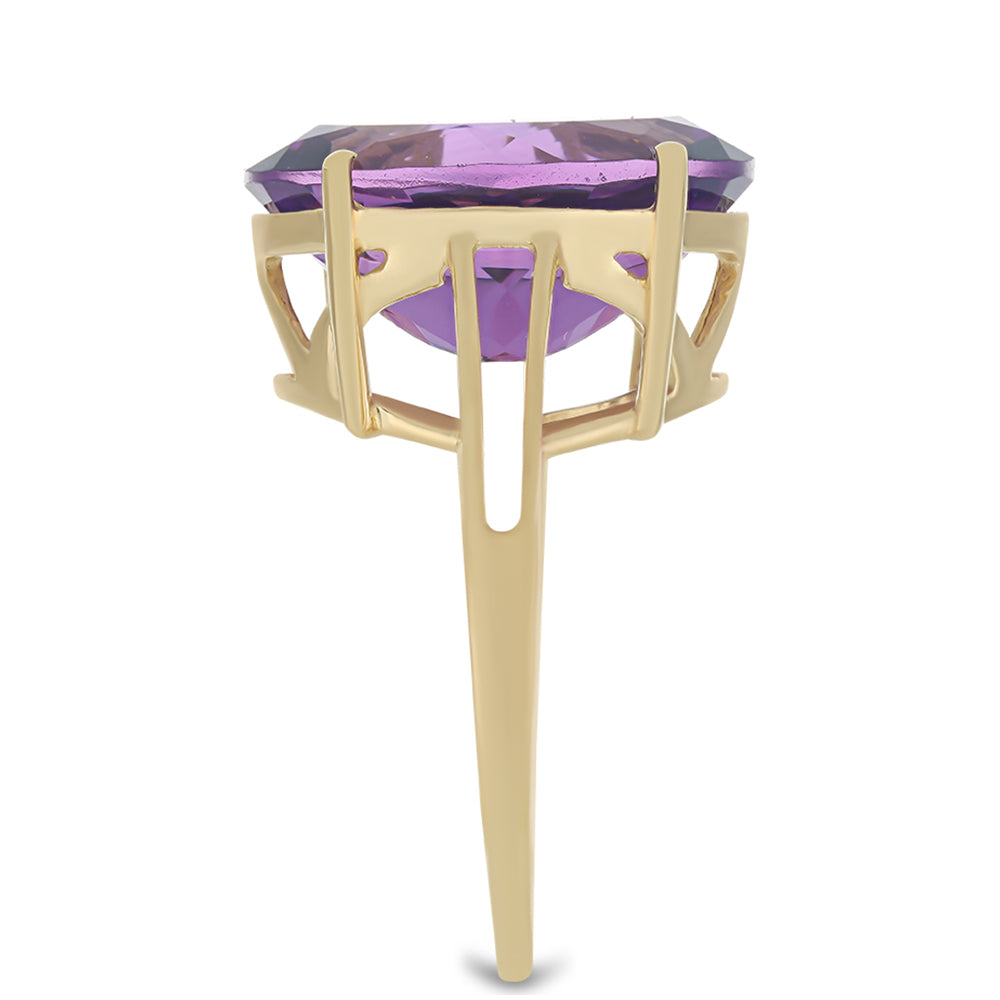 Anillo de Plata Bañada en Oro con Amatista de Marruecos