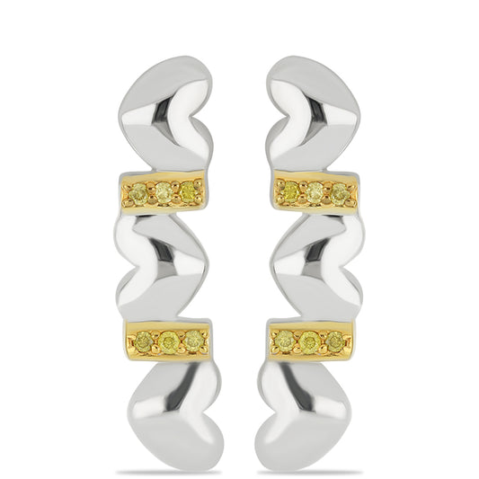 Pendientes de Plata con Diamante Amarillo