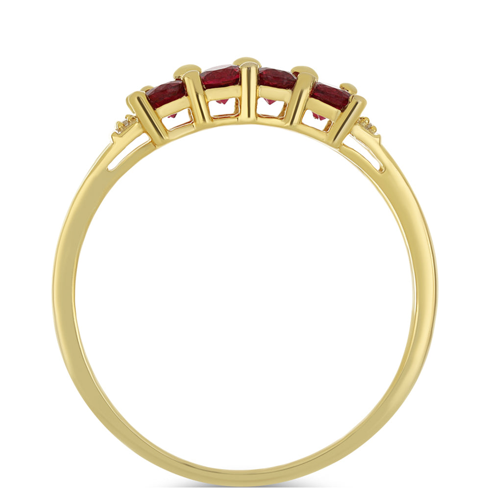 Anillo de Oro 9K con Espinela roja y Zircón blanco natural 2