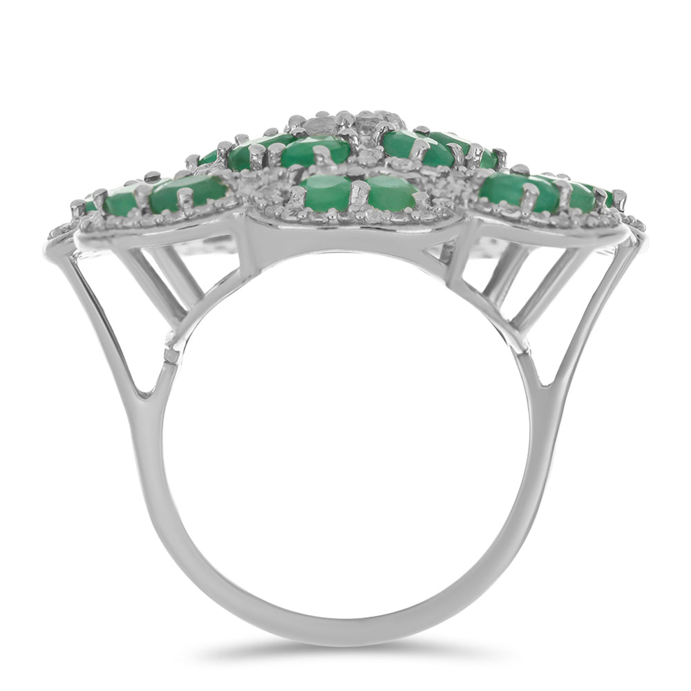Anillo de Plata con Esmeralda de Brasil y Topacio Blanco 2