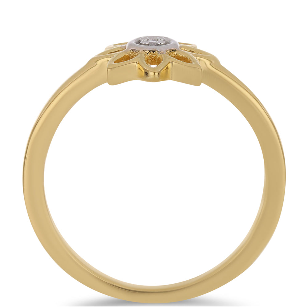 Anillo de Plata Bañada en Oro con Diamante blanco