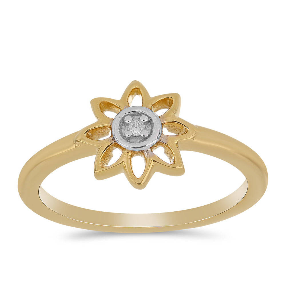 Anillo de Plata Bañada en Oro con Diamante blanco
