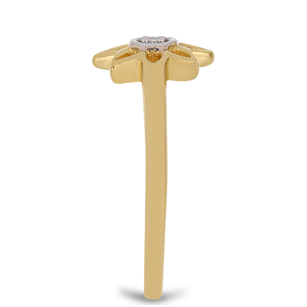 Anillo de Plata Bañada en Oro con Diamante blanco