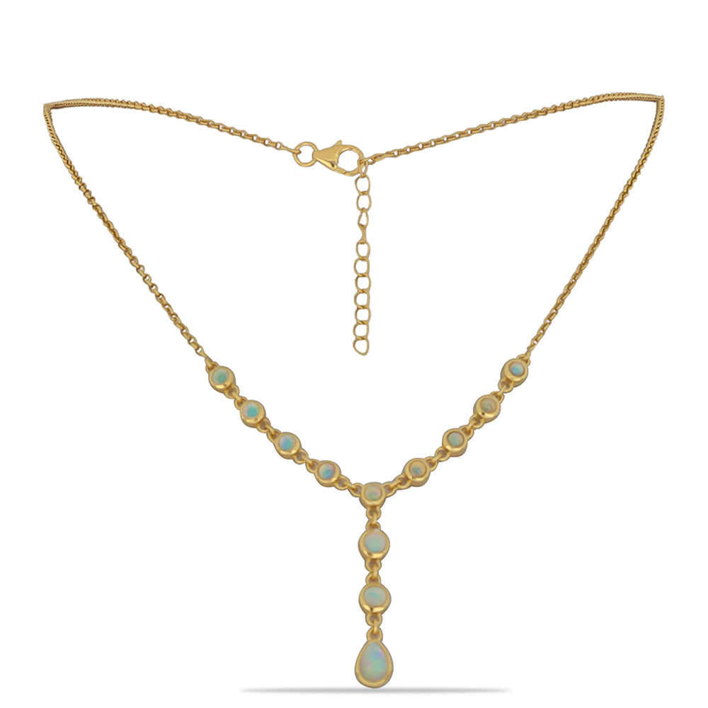 Collar de Plata Bañada en Oro con Ópalo Welo