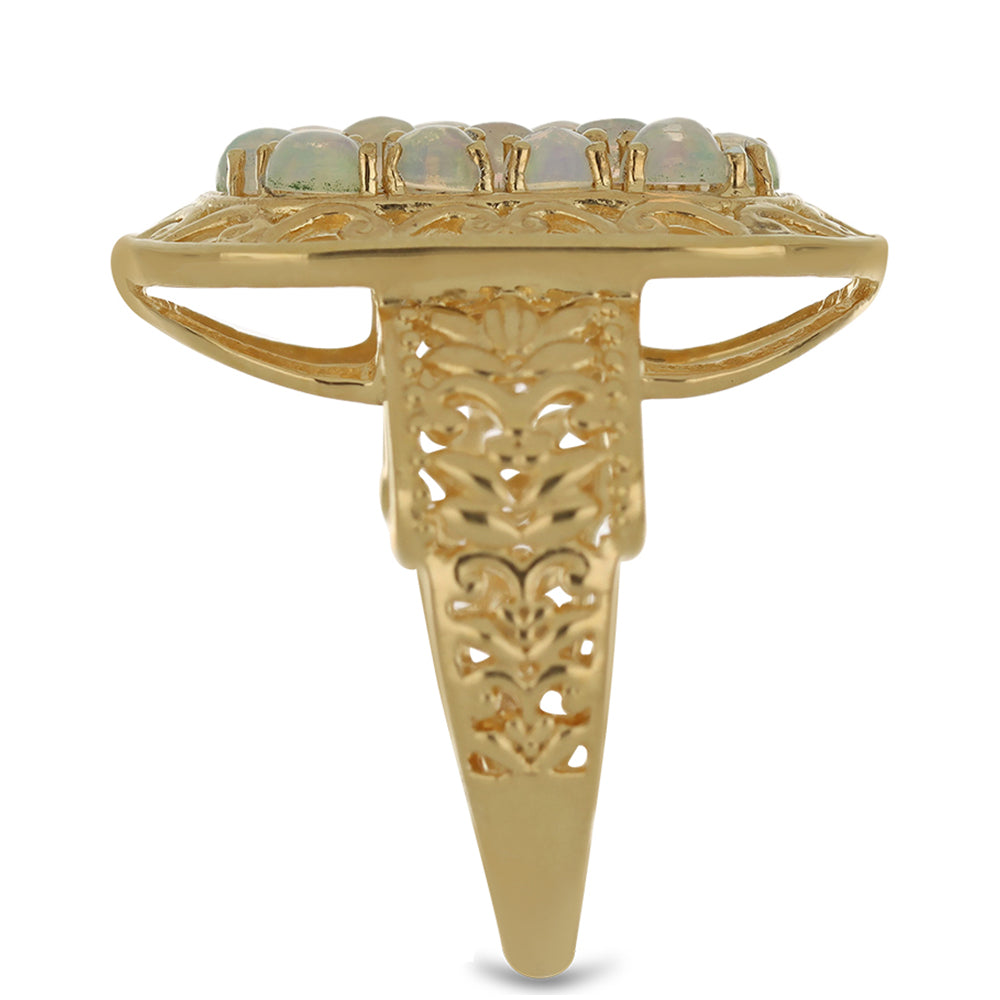 Anillo de Plata Bañada en Oro con Ópalo Welo