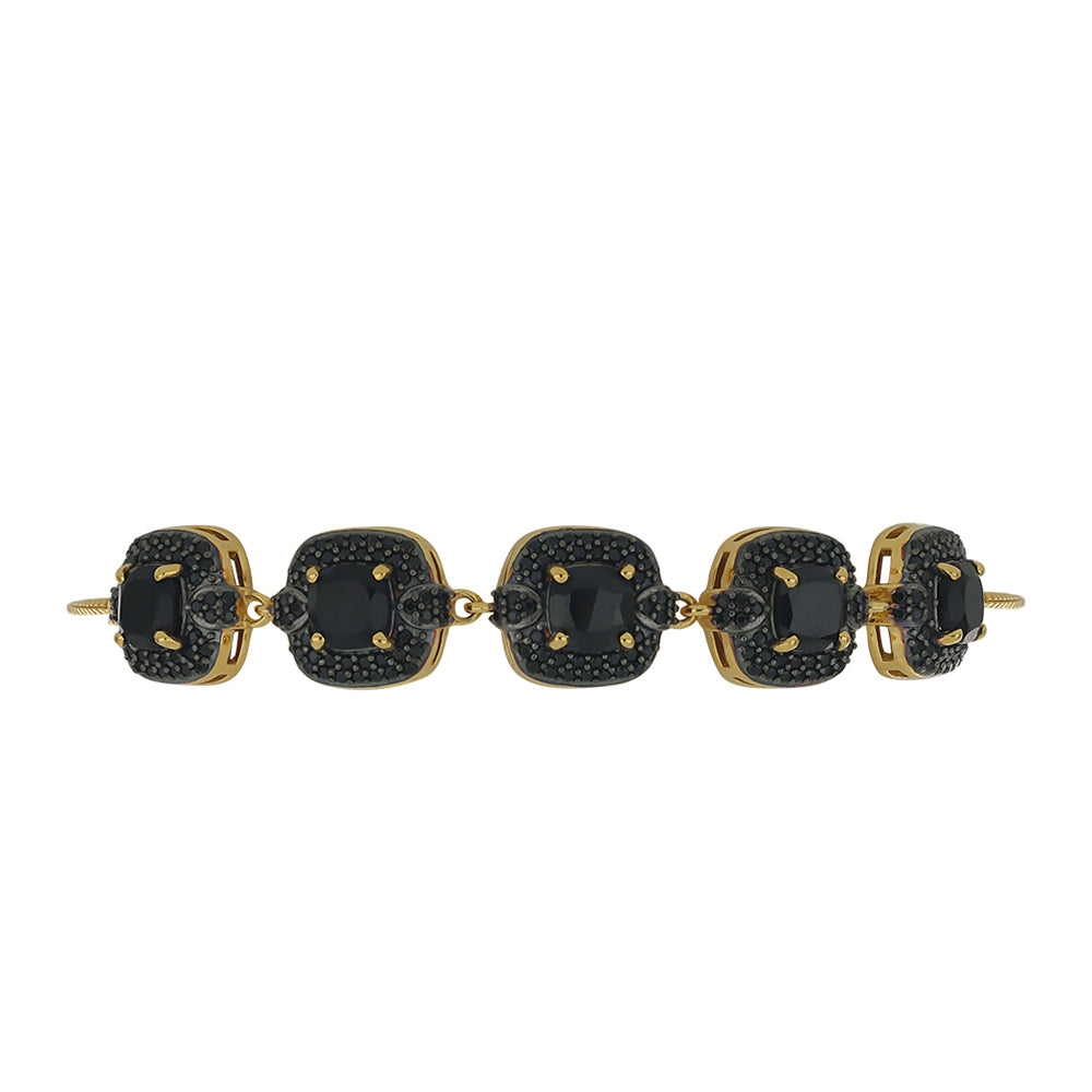 Pulsera de Plata Bañada en Oro con Espinela Negra