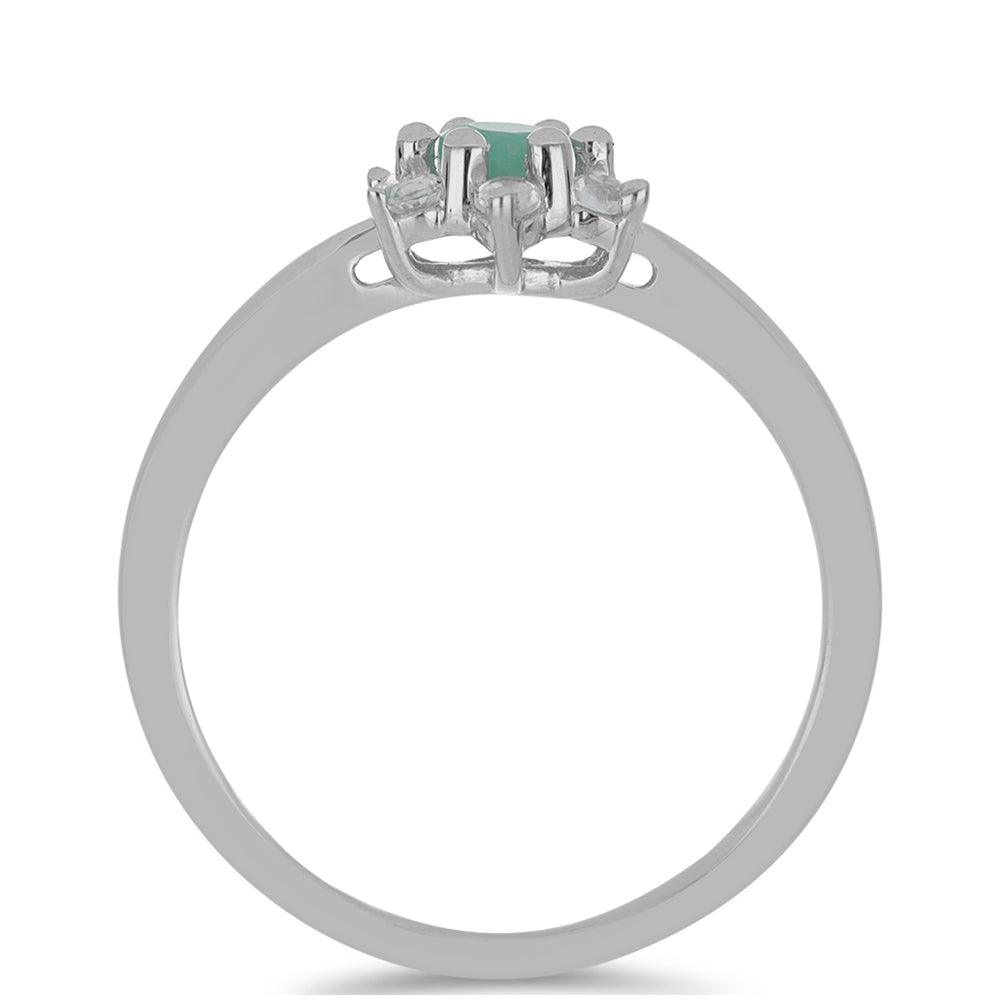 Anillo de Plata con Esmeralda de Brasil y Topacio Blanco 2