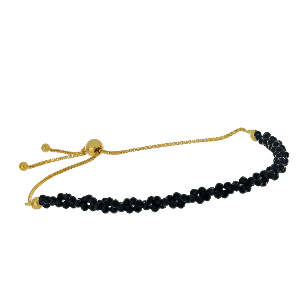 Pulsera de Plata Bañada en Oro con Espinela Negra 1
