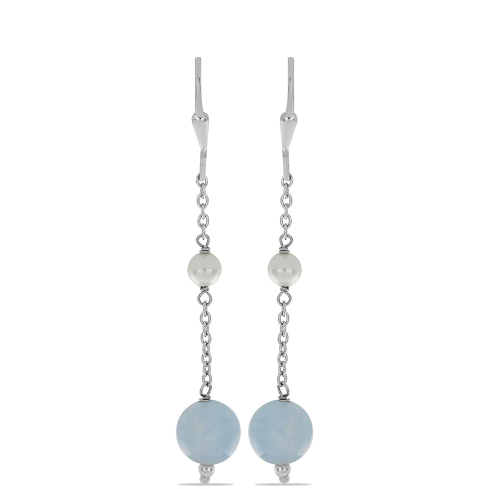 Pendientes de Plata con Aguamarina y Perla de Agua Dulce