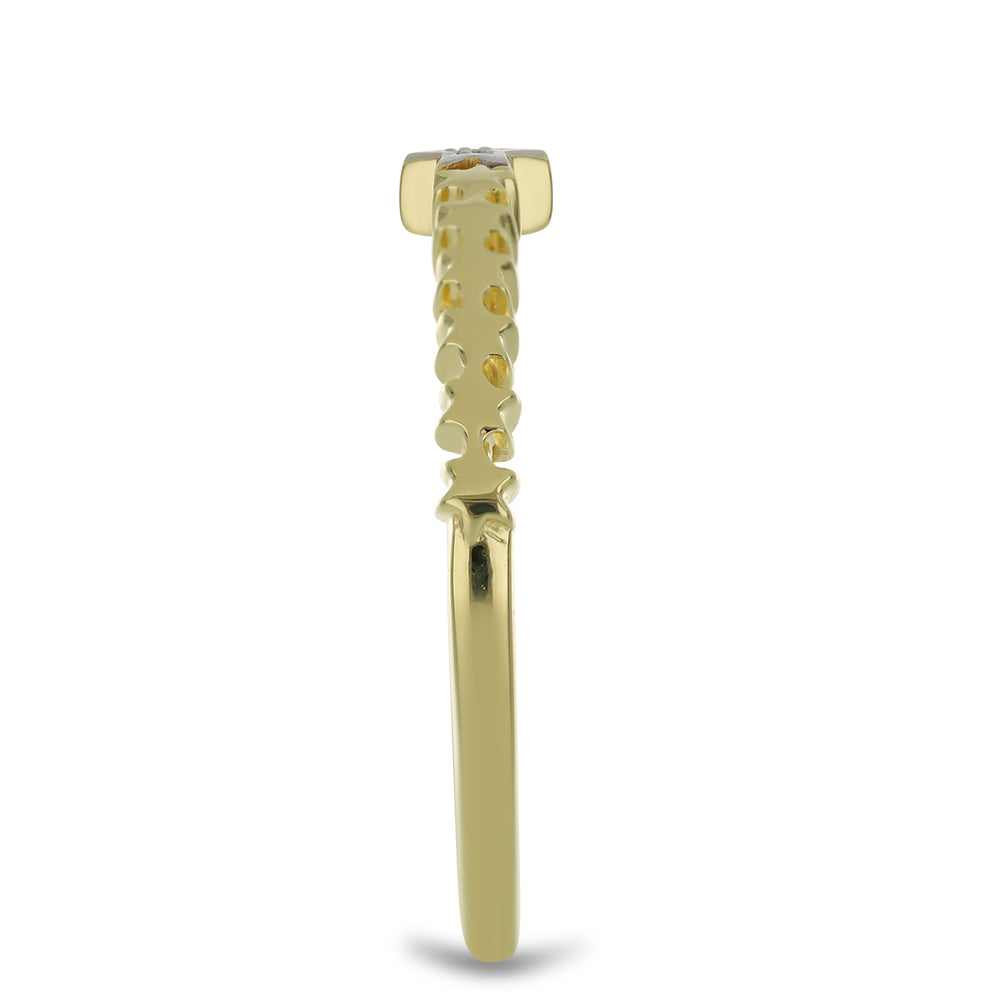 Anillo de Plata Bañada en Oro con Diamante blanco