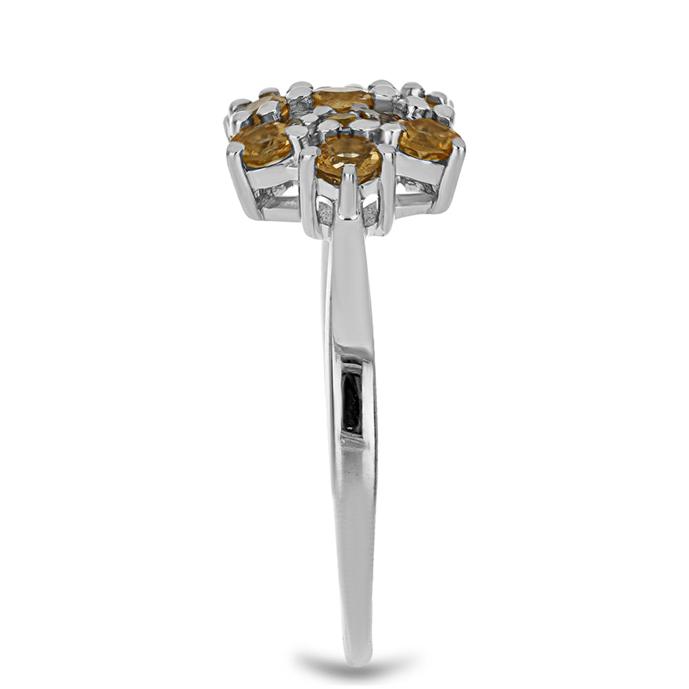 Anillo de Plata con Citrino de los Montes Urales y Topacio Blanco