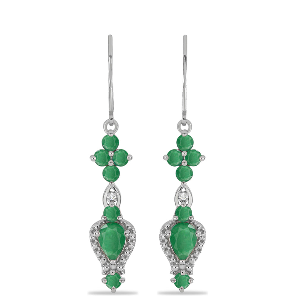 Pendientes de Plata con Esmeralda de Brasil y Diamante blanco 1