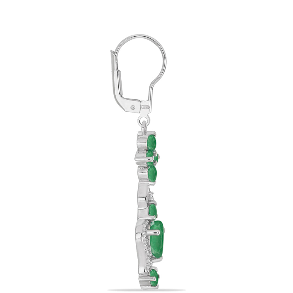 Pendientes de Plata con Esmeralda de Brasil y Diamante blanco 2