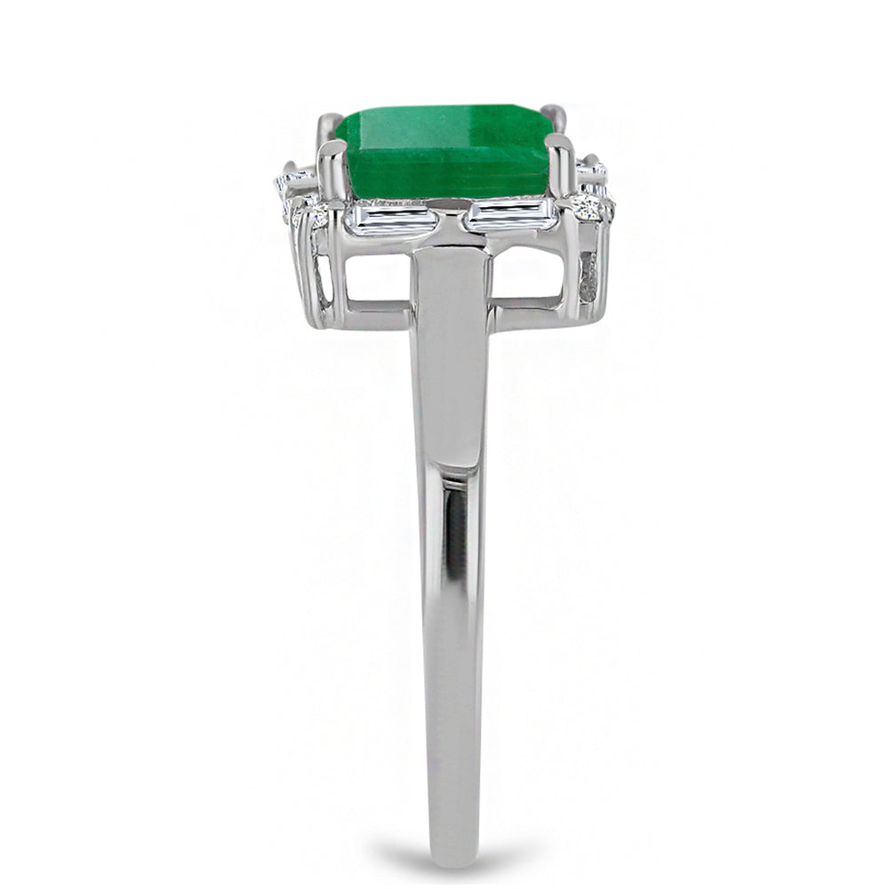 Anillo de Plata con Esmeralda de Brasil y Diamante blanco 4
