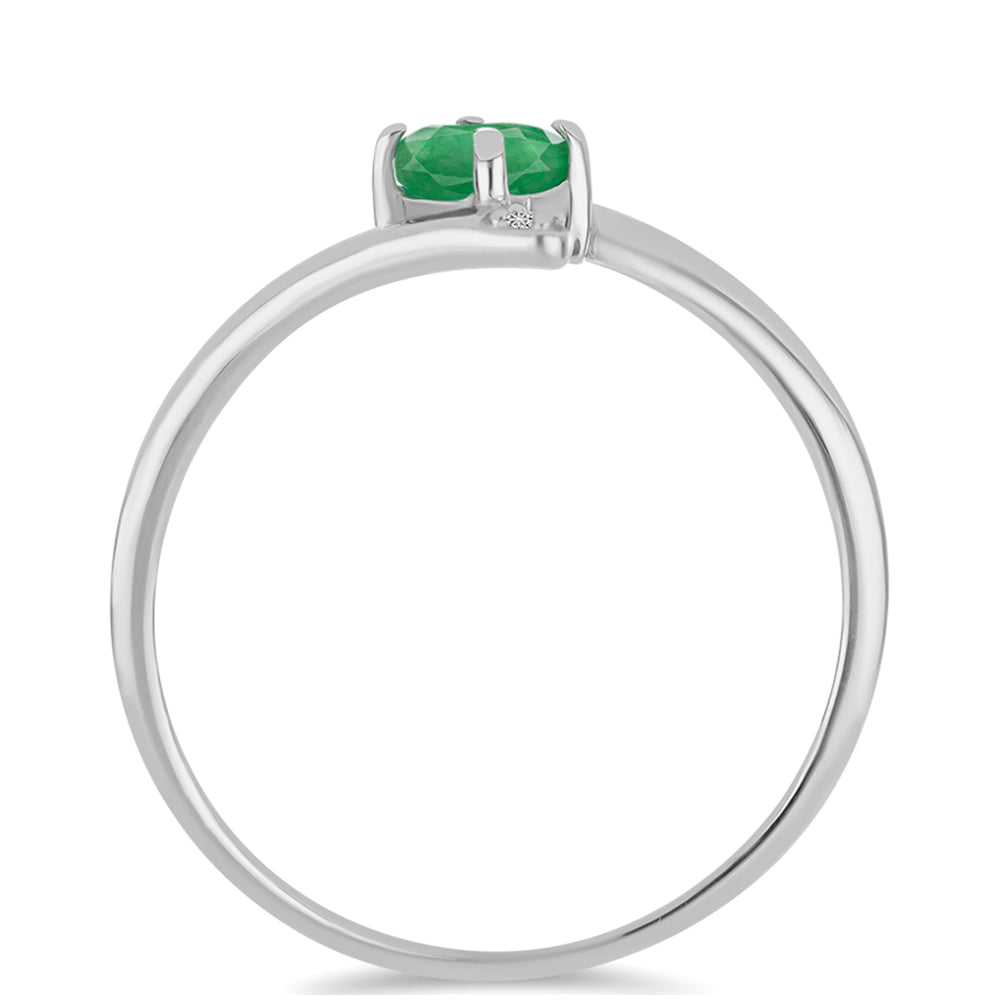 Anillo de Plata con Esmeralda de Brasil y Diamante blanco 2