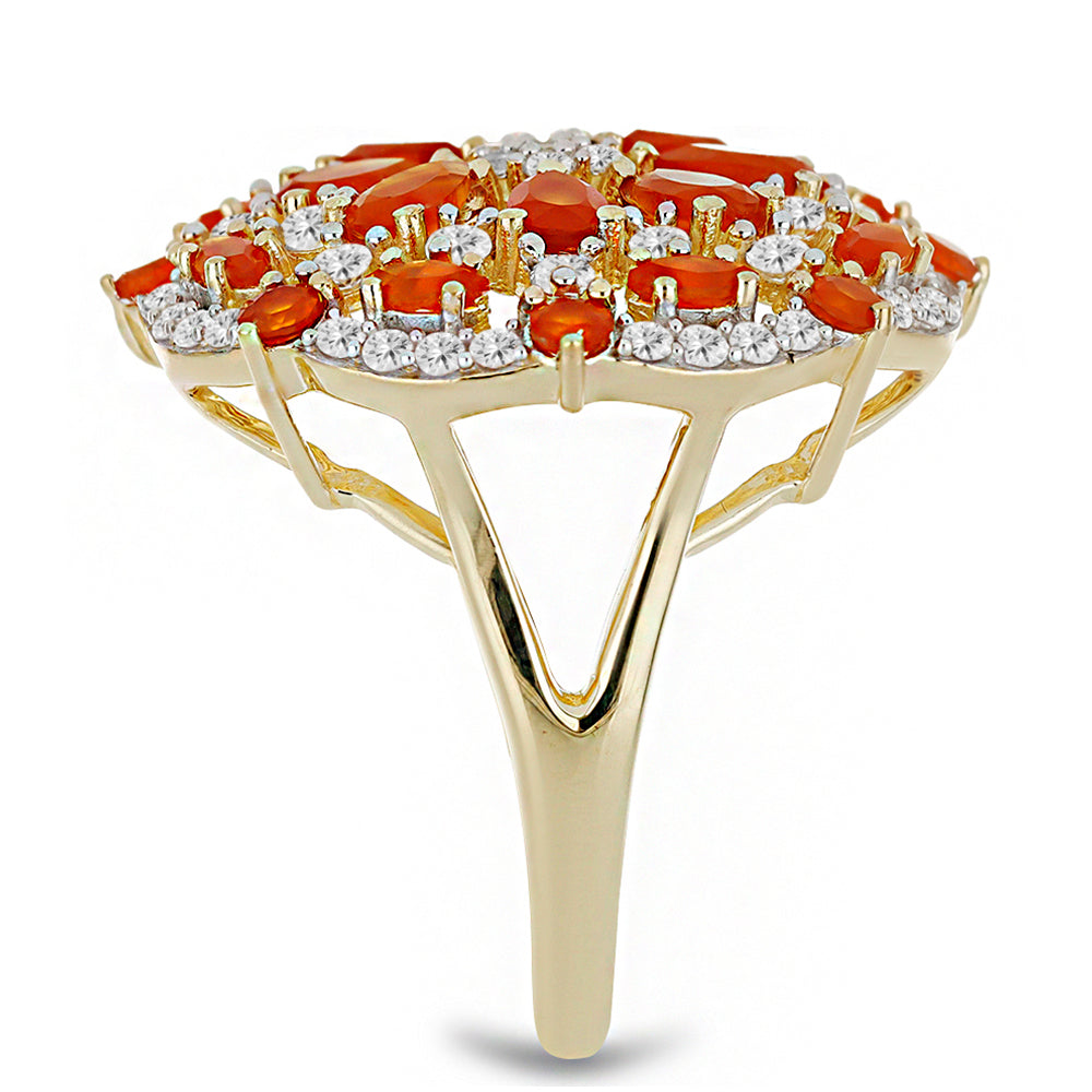 Anillo de Plata Bañada en Oro con Cornalina