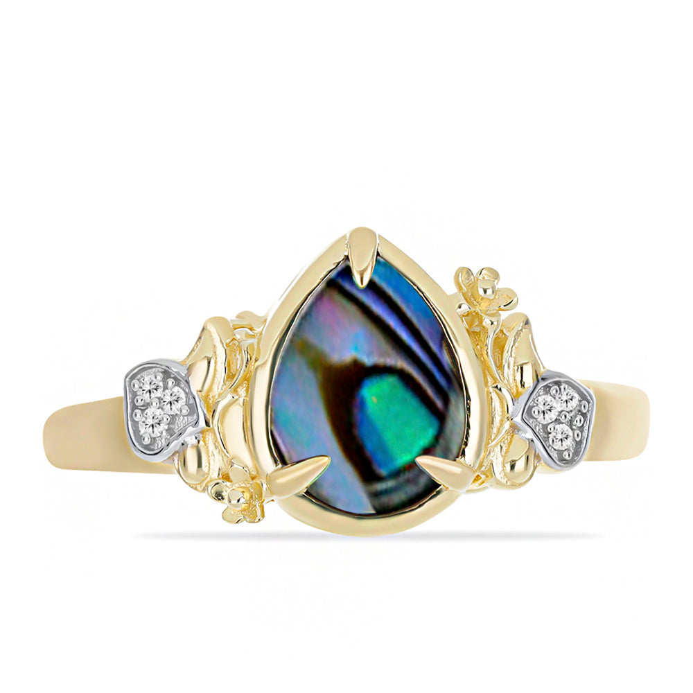 Joyas de Plata – Anillo de Plata Bañada en Oro con Madre De Perla