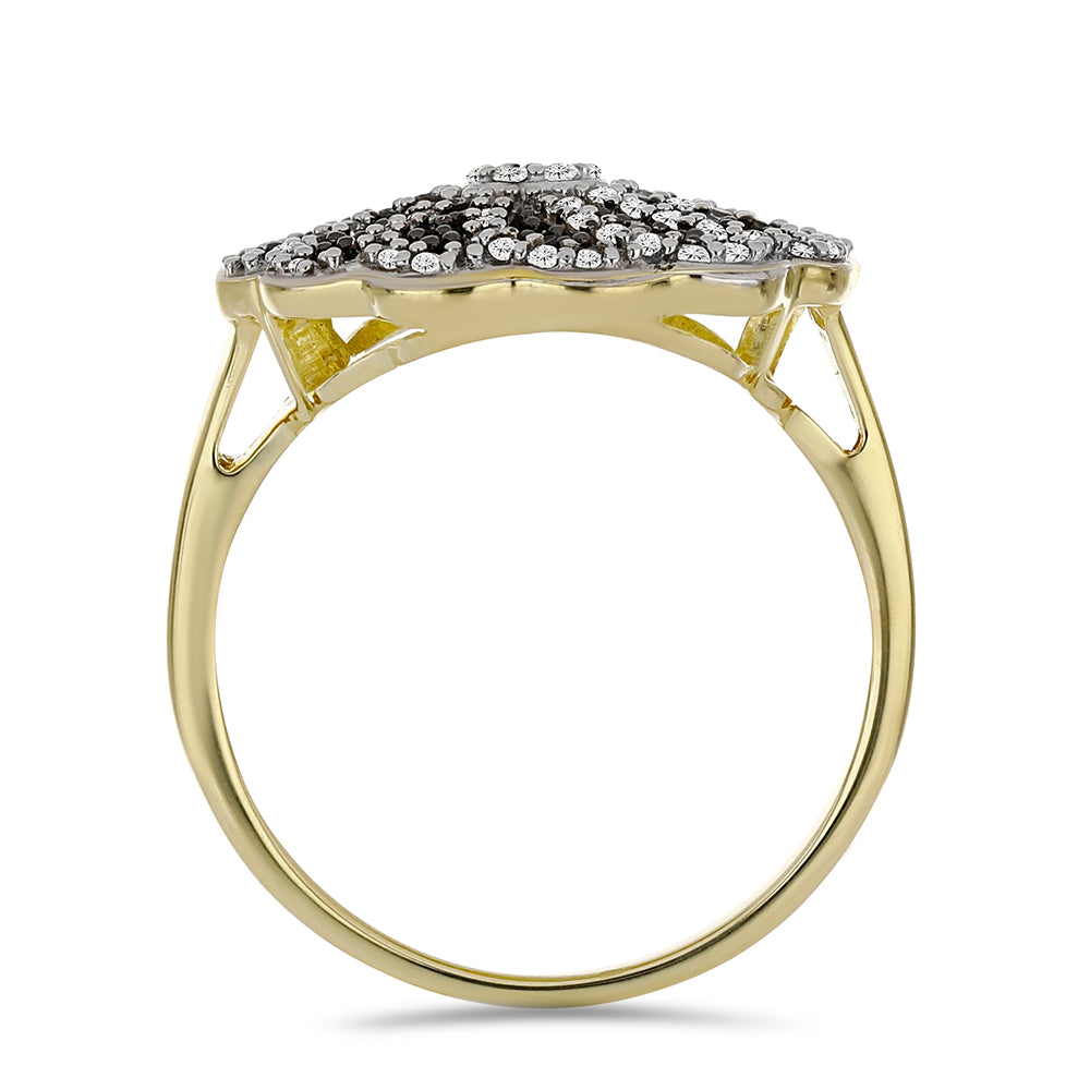 Anillo de Plata Bañada en Oro con Espinela Negra y Topacio Blanco 2