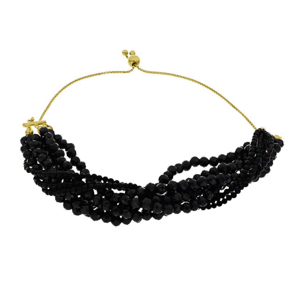 Pulsera de Plata Bañada en Oro con Espinela Negra 1