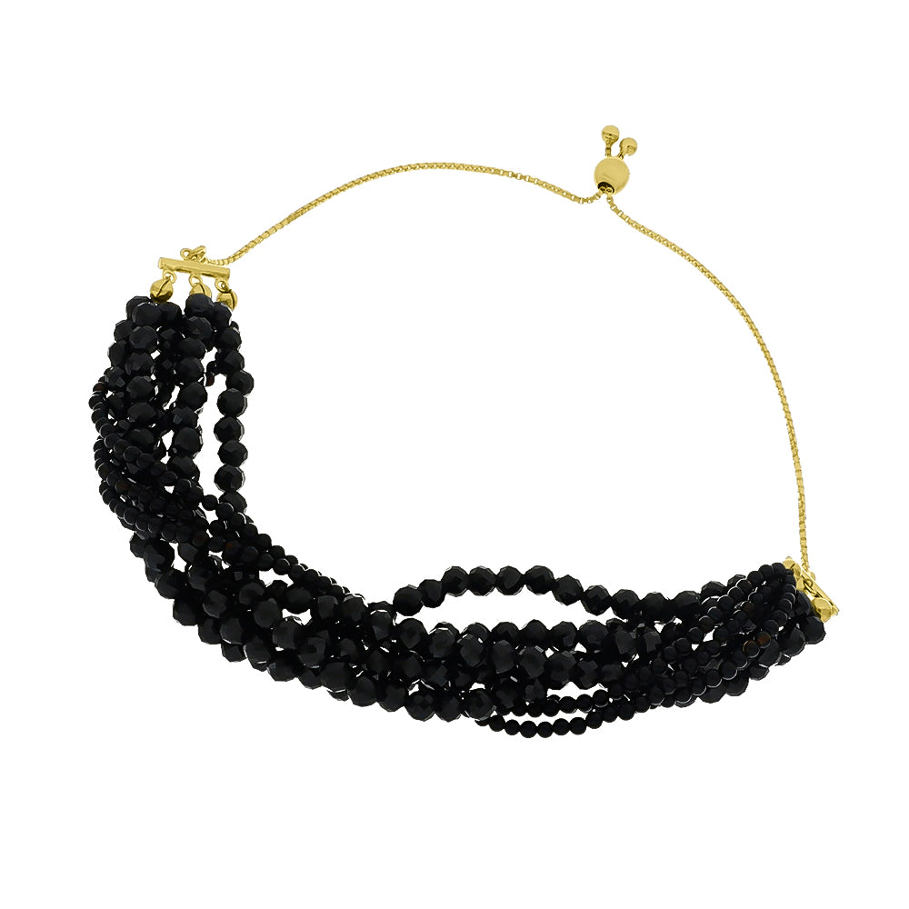 Pulsera de Plata Bañada en Oro con Espinela Negra 2