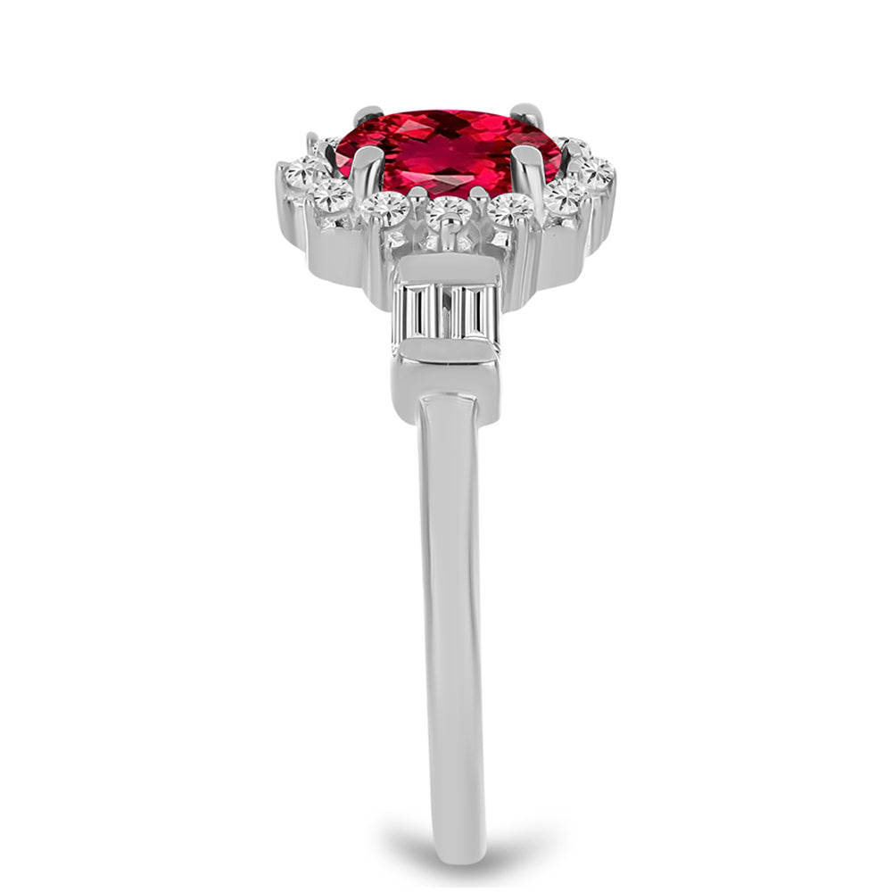 Anillo de Plata con Rubelita de Cruzeiro y Zircón Blanco