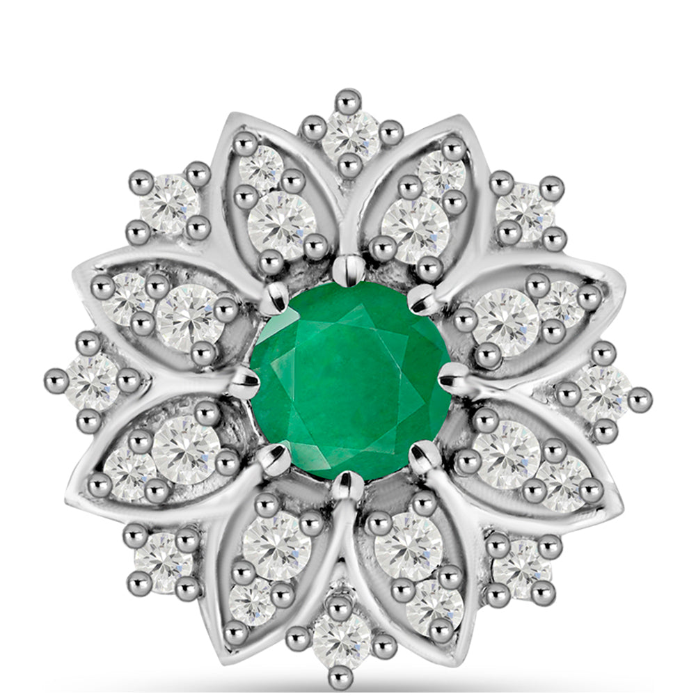 Colgante de Plata con Esmeralda de Brasil y Topacio Blanco