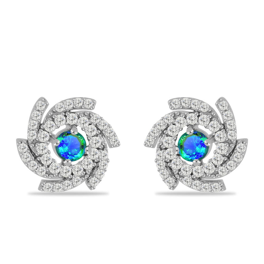 Pendientes de Plata con Cuarzo Pavo Real y Topacio Blanco