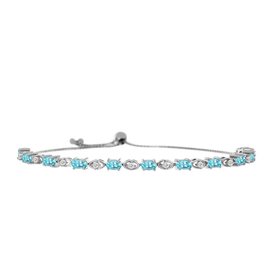 Pulsera de Plata con Apatita Azul Cielo y Topacio Blanco