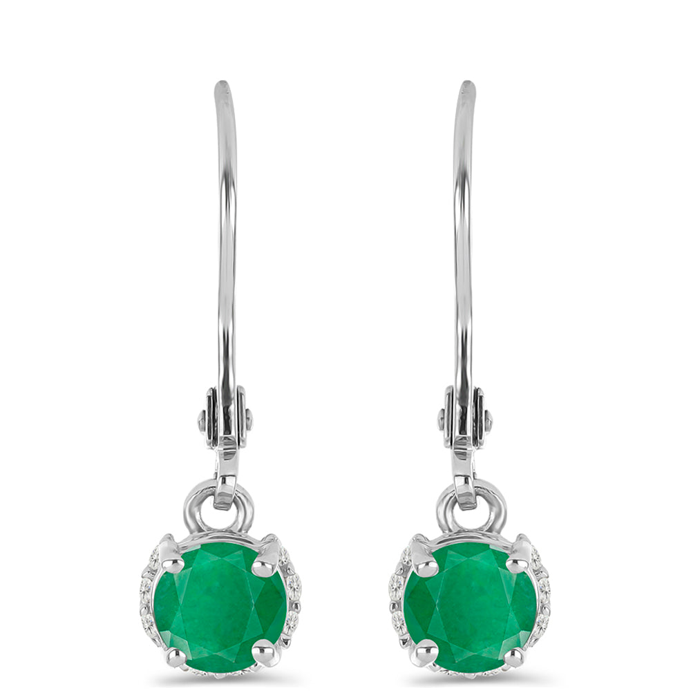 Pendientes de Plata con Esmeralda de Brasil y Topacio Blanco